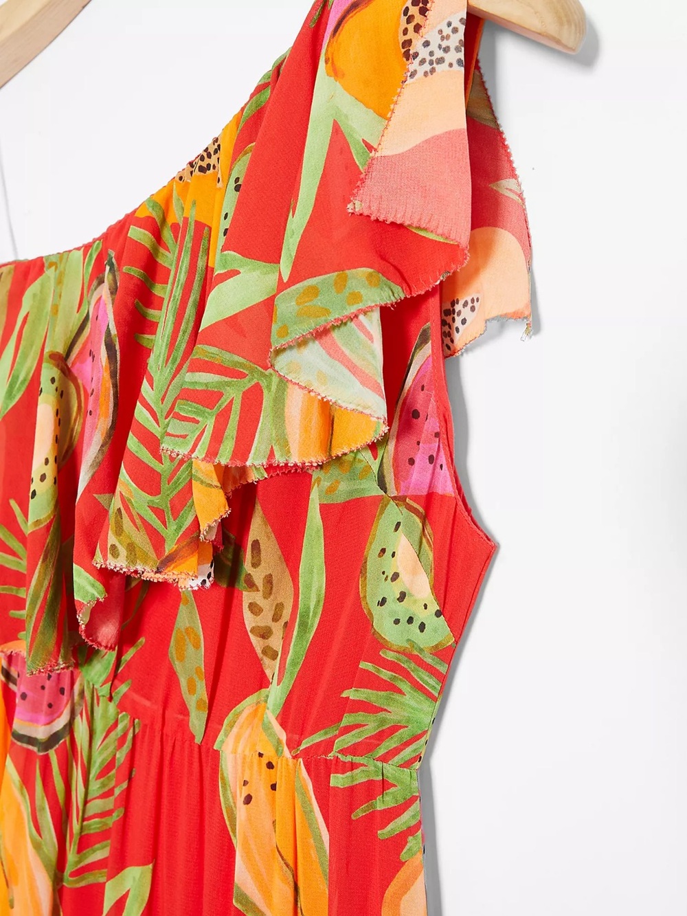 Anthropologie Farm Rio Papaya Maxi Dress Tropical Fruit Watermelon Kiwi L XL NWT - Picture 4 of 5